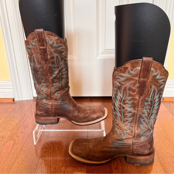 Ariat Distressed Leather Western Cowboy Boots Turquoise Stitching Womens 7B Boho - Picture 12 of 16